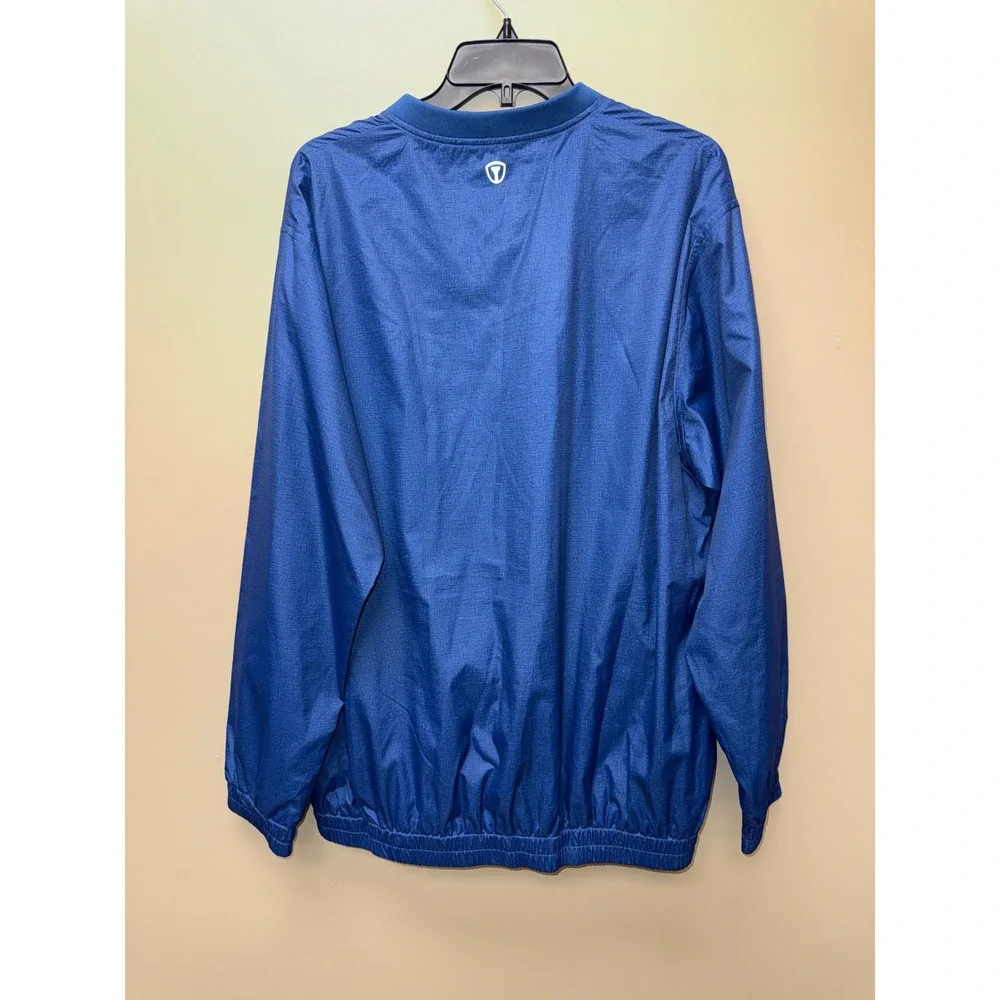 Pro Tour CoolPlay Mens Blue V-Neck Long Sleeve Golf Windshirt Pullover Large